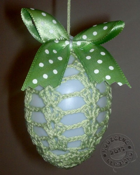 Vajíčko v zelené krajce dekorace dárek bavlna jaro velikonoce plast vejce kraslice poutko vajíčko 