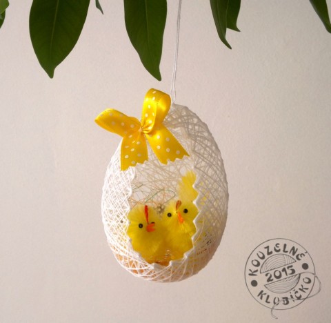 Vajíčko s kuřecími bratříčky dekorace dárek bavlna jaro velikonoce kuře kuřátko vajíčka vejce kraslice vajíčko hnízdečko bavlnka 