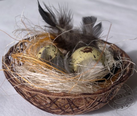 Hnízdečko s vajíčky dekorace dárek bavlna jaro velikonoce peříčko vejce vajíčko hnízdečko bavlnka 