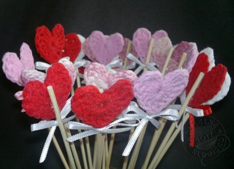 Zápich - srdíčko růžové srdce dekorace dárek zápich srdíčko bavlna ozdoba valentýn tvoření srdce z lásky dárek z lásky přízdoba zápich do květináče zápich do kytice dárek k valentýnu háčkované srdíčko háčkované srdce 