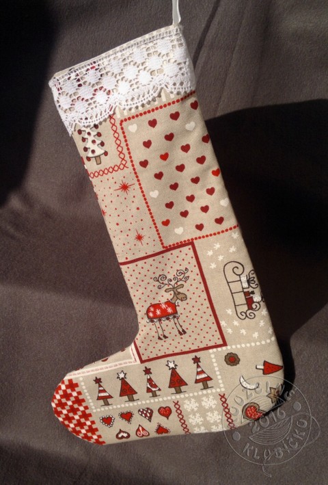 Mikulášská bota - Vánoční patchwork dekorace dárek vánoce bavlna ozdoba mikuláš bota šitá dekorace nadílka vánoční dekorace na nadílku 
