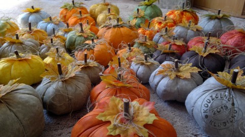 Šitá dýně TMAVĚ ORANŽOVÁ velká XL dekorace podzim dýně halloween podzimní dekorace halloweenská dekorace dýnička šitá dýně 