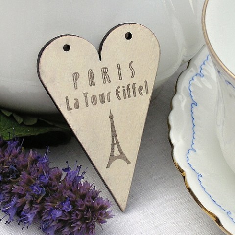 Srdce s motivem Paříž srdce decoupage vintage paříž eiffelovka 