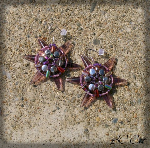 Mořská hvězdice - fialovostříbrná šperk moře doplněk náušnice star nápadné hvězdice spike 