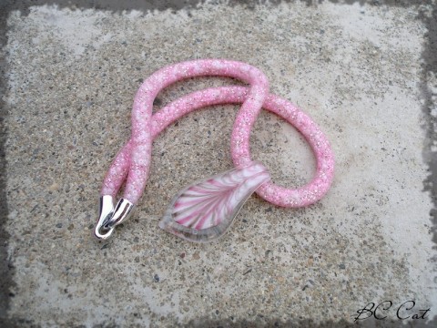Pink - náhrdelník šperk náhrdelník doplněk sklo list růžová elegantní dutinka slza 