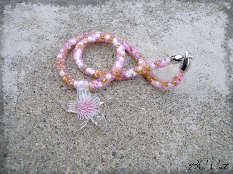 Pár barev oceánu - náhrdelník šperk náhrdelník doplněk sklo růžová elegantní hvězda květ dutinka hvězdice 