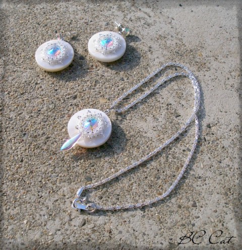 Innocent - sada šperk korálky doplněk náušnice sníh přírodní svatba perleť autorský originál rivolka 
