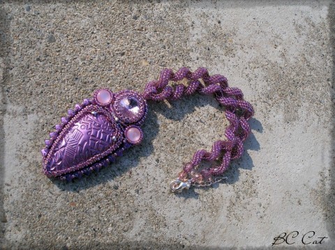 Šeříkový keř - náhrdelník šperk náhrdelník přívěsek doplněk fialová romantika šeřík lila trojúhelník polymer rivolka fimošon 