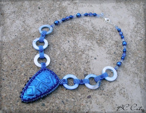 Indigo (náhrdelník) šperk náhrdelník korálky doplněk náušnice modrá sklo sada retro rokajl nápadné polymer indigo fimošon 