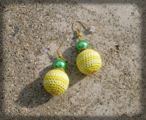 Citrusy - náušnice šperk korálky doplněk náušnice kuličky romantika jaro retro háčkované něžné duha 
