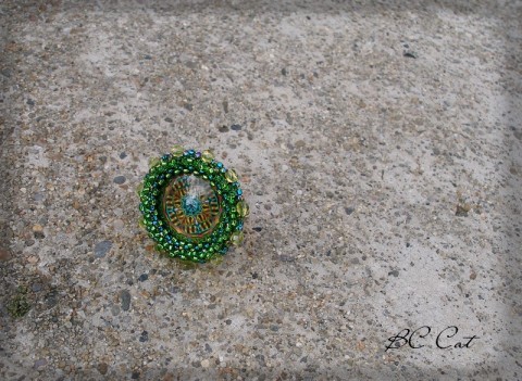 Mandala - prstýnek šperk doplněk prsten prstýnek les energie mandala zeleň 