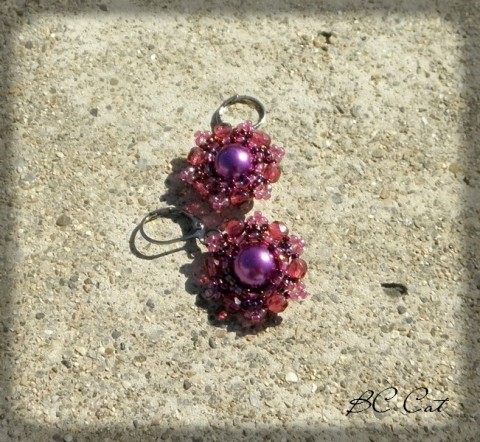 Berries - náušničky šperk doplněk náušnice fialová květ kytka perličky maliny bobule fuxie 