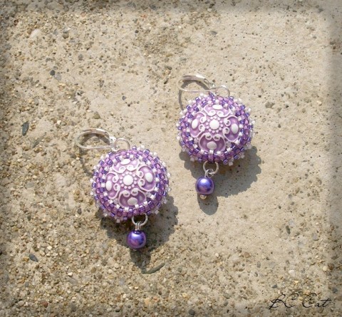 Fialky s perličkou šperk doplněk náušnice fialová květ kytička perlička fialka 