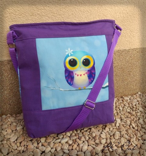 Kabelka sovička - fialová radost barva kabelky taška fantazie sova sovička veselá pestrobarevná 