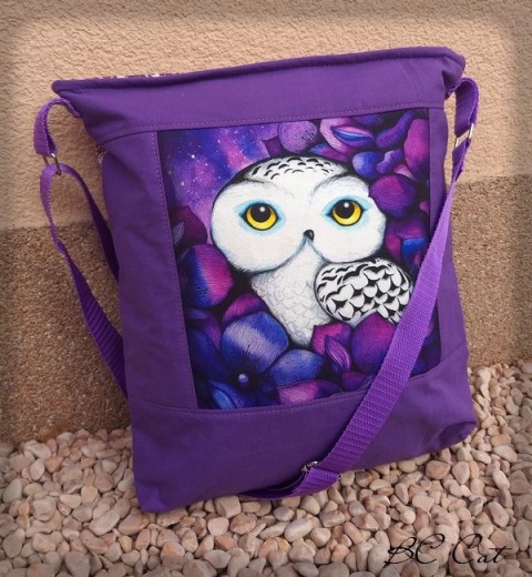 Kabelka sovička - tmavá fialová radost barva kabelky taška fantazie sova sovička veselá pestrobarevná 