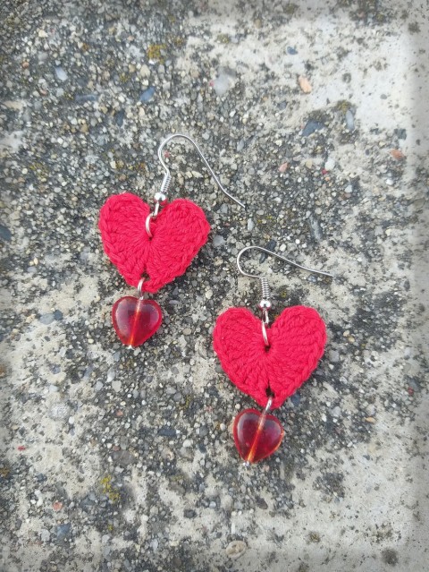 Srdíčka ll. - háčkované náušnice šperk srdce doplněk náušnice srdíčko láska romantika valentýn 