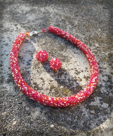 Bobule - sada šperk náhrdelník korálky doplněk náušnice podzim sada háčkování retro dutinka vzor set bobule jeseň 