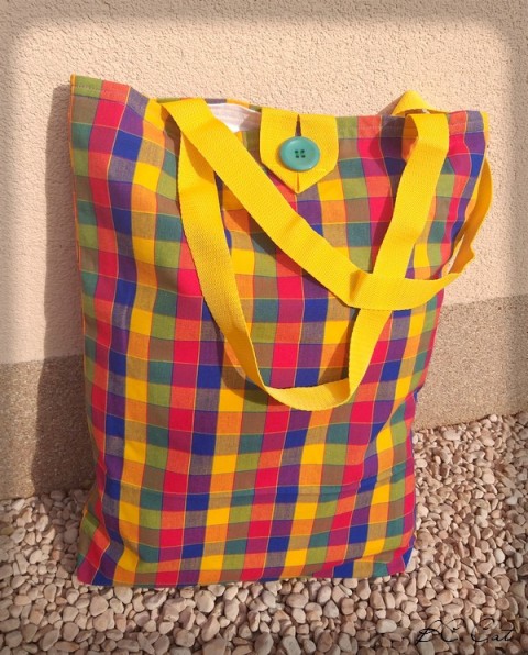 Nákupka - kostkovaná kabelka originální taška příroda ovoce jaro barevná léto město vzorovaná pláž do města na pláž na ven ná nákupy 