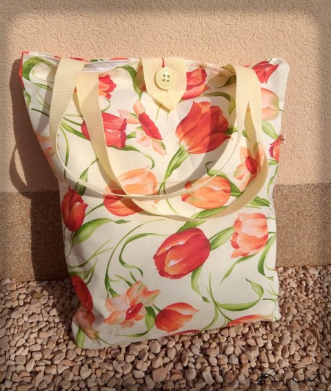 Nákupka - tulipány kabelka originální taška příroda ovoce jaro barevná léto město vzorovaná pláž do města na pláž na ven ná nákupy 