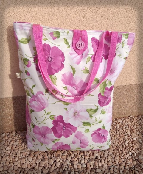 Nákupka - fialové máky kabelka originální taška příroda ovoce jaro barevná léto město vzorovaná pláž do města na pláž na ven ná nákupy 
