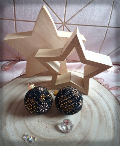 Baňky z korálků - černo zlatá sada dekorace korálky vánoce sada ozdoba baňky koulička set vánoční ozdoba ozdůbka na stromeček baňka vánoční stromeček 