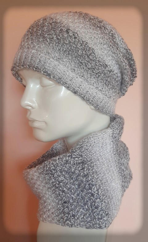 Nákrčník + čepice - set no.1 zima pletení akryl šátek šál pestrobarevný módní doplněk pro zahřátí 