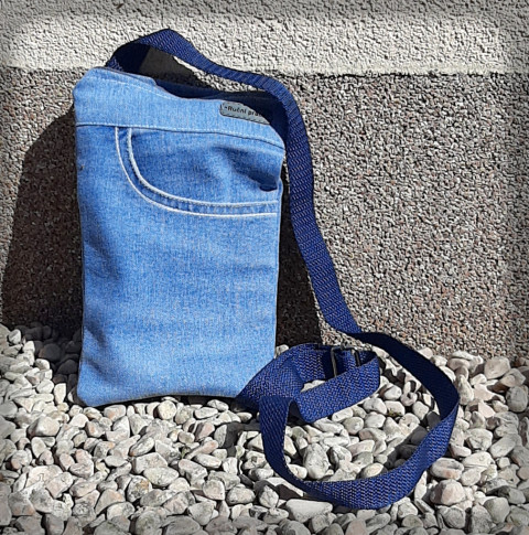 Mini džínová crossbody kapsa 2 taška recyklace sportovní taštička kapsička kapsa džínovina do města na drobnosti crossbody 