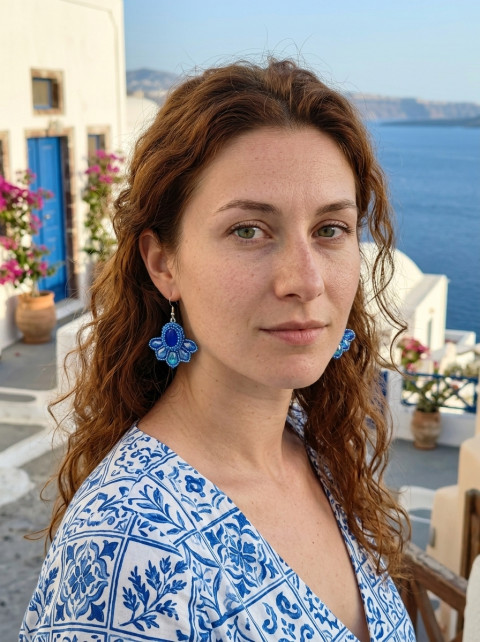 Lefkada - náušnice voda šperk korálky moře doplněk náušnice sklo romantika léto barevný kapky řecko korálkování hravý nápadný slzy 
