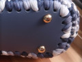 Malá háčkovaná kabelka - modro bílá