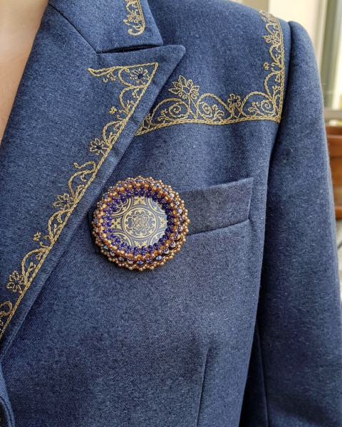 Royal blue - brož brož korálky doplněk vintage retro elegance královská starobilá 