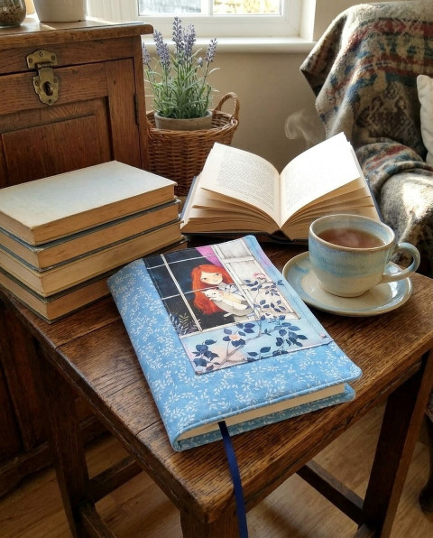 Obal na knihu - Pohled z okna no.1 kočka obal romantika čtení pohádka dívka okno román obal na knihu romance četba 
