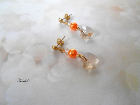 Náušnice Swarovski srdíčka korálky náušnice oranžová srdíčko béžová swarovski bižuterie pár swarovski sluníčka light silk 