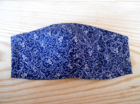Rouška modrá s kytičkami rouška roušky ústenka šité šitá  