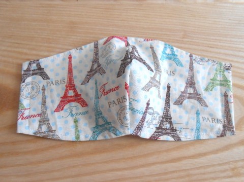 Rouška béžová s Eiffelovou věží rouška roušky ústenka šité šitá  