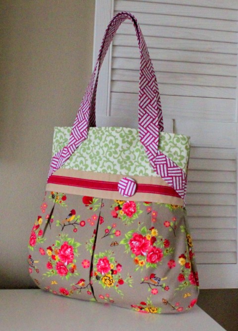 Květinková :-) kabelka zelená taška květina růžová jarní květ veselá 