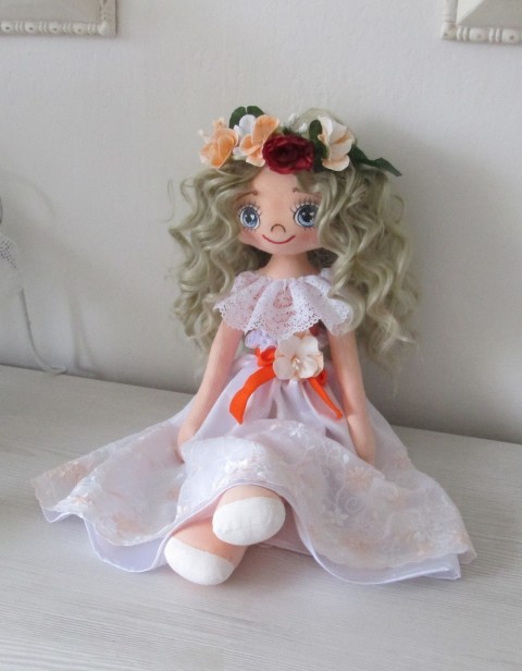 APOLENKA do oranžova panenka holčičky hračka textilní motorika 