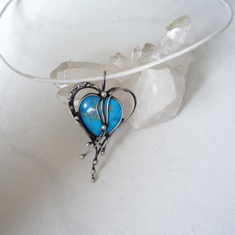 Láska v modrém šperk přívěsek srdce modrá srdíčko láska valentýn tyrkys minerály cínovaný 