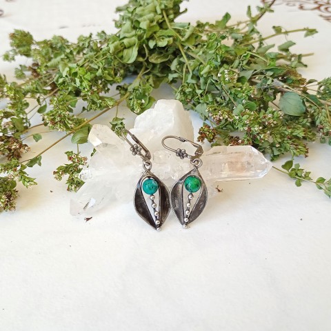 Zrnka - náušnice s chryzokolem šperk zelená náušnice modrá visací patina tiffany cínované chryzokol zrnko zrno 