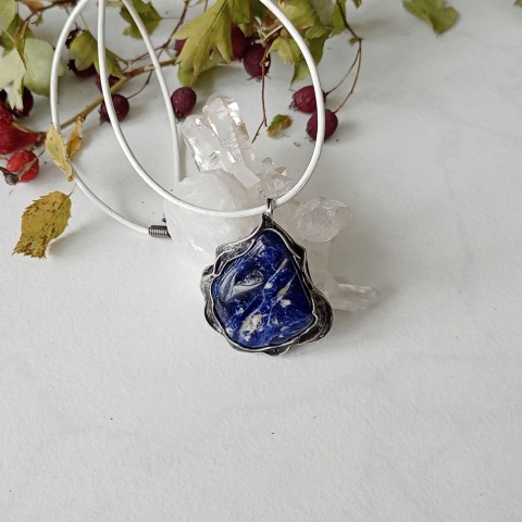 Mušle se sodalitem - přívěsek šperk přívěsek modrá růžová mušle patina tiffany minerály cínovaný sodalit škeble 