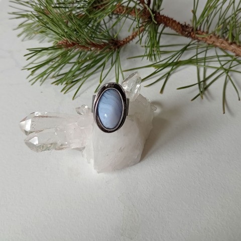 Mrazivý - prsten s chalcedonem šperk prsten modrá cín patina prstýnek chalcedon tiffany minerály 