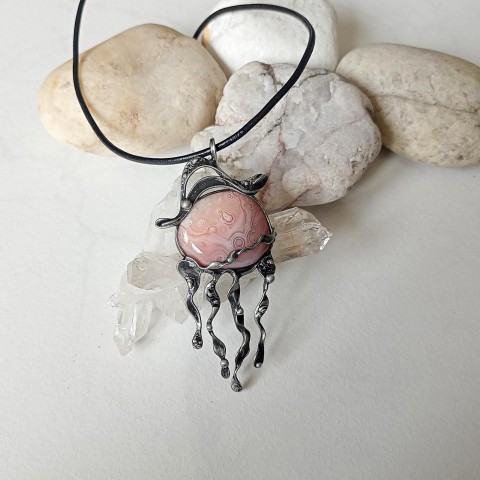 Medúza - achát přívěsek šperk náhrdelník přívěsek achát moře medúza patina tiffany minerály cínovaný 