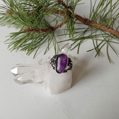 Mezi květy - ametyst prsten šperk prsten fialová květy ametyst patina tiffany minerály cínovaný nastavitelný 