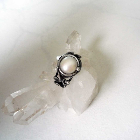 Prstýnek s perlou šperk prsten patina prstýnek tiffany říční perla cínovaný 