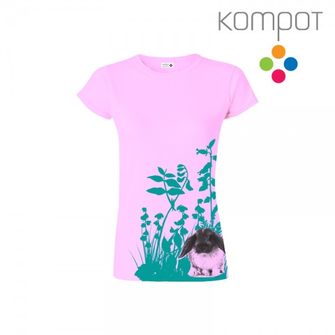 DÁMSKÉ TRIČKO :: králíček - růžové králík králíček zajíc zajíček tričko trička kompot rabbit králíci zajíčci t-shirt králíčci zajíci 