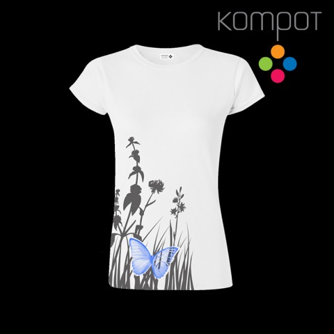 DÁMSKÉ TRIČKO :: motýl - bílé motýl motýlek tričko trička butterfly kompot t-shirt 