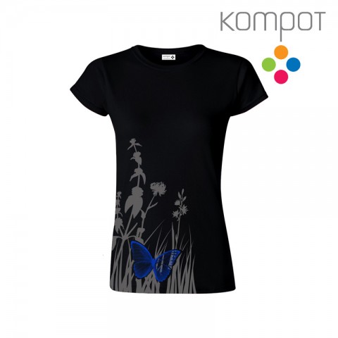 DÁMSKÉ TRIČKO :: motýl - černé motýl motýlek tričko trička butterfly kompot t-shirt 