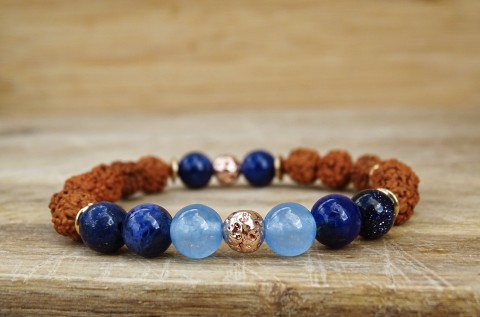 RUDRAKSHA v JADEITOVÉM kabátku modrá jadeit lapis lazuli rudraksha minerální náramek 