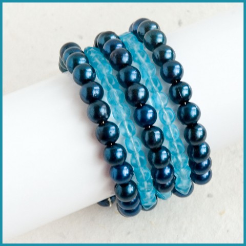 Tmavě modré - perle modrá náramek 