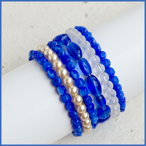 Modrý s bílými perličkami modrá náramek elegance 