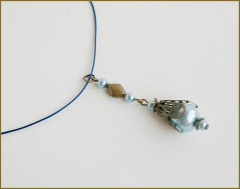 Lampička modrá - perličky lampička náhrdelník perličky 